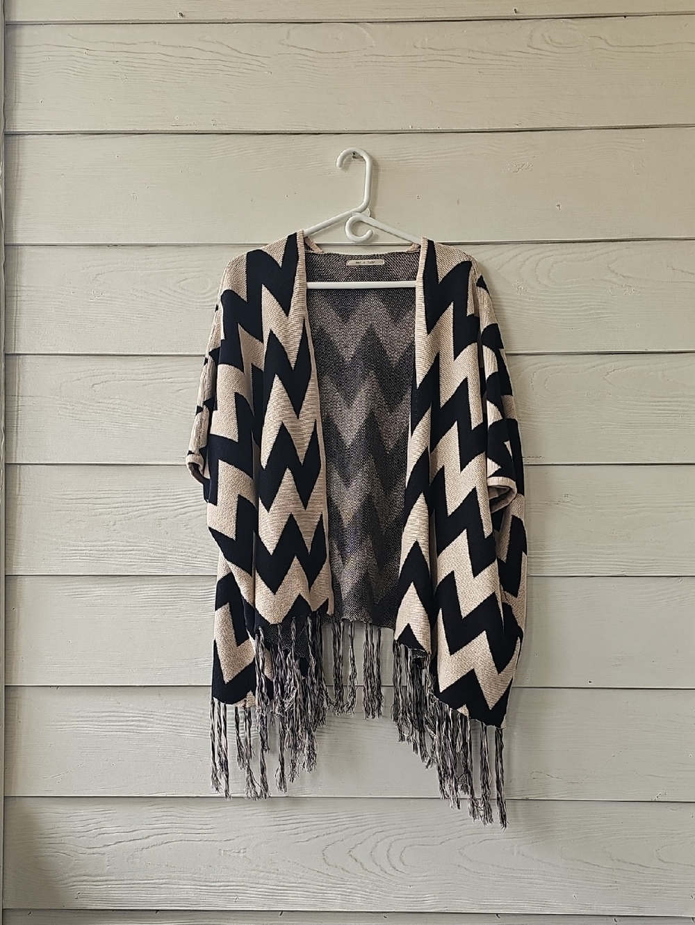 May & July Black and Cream Knit Open Cardigan